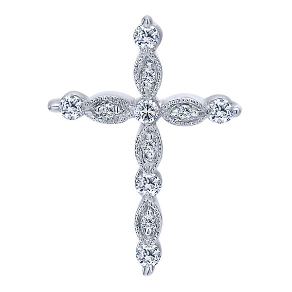 14k White Gold Diamond Cross Cross Pendant