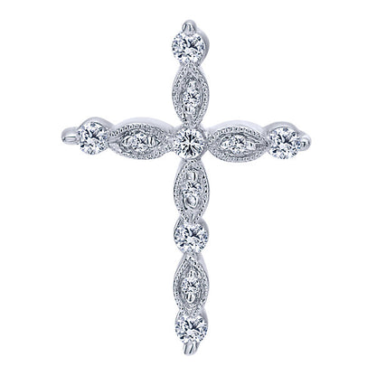 14k White Gold Diamond Cross Cross Pendant