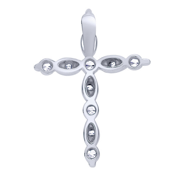 14k White Gold Diamond Cross Cross Pendant