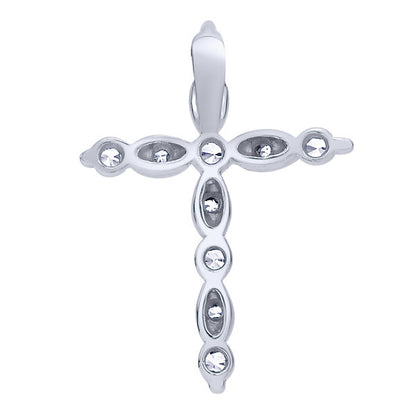 14k White Gold Diamond Cross Cross Pendant