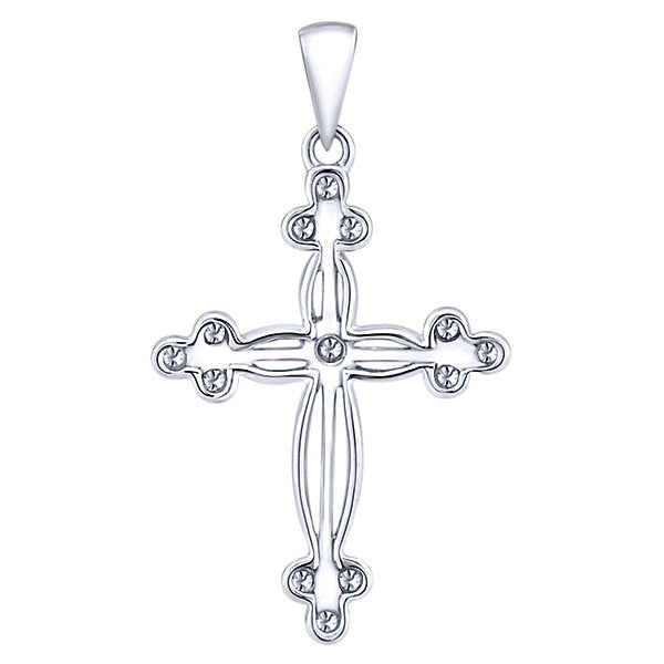 14k White Gold Diamond Cross Cross Pendant