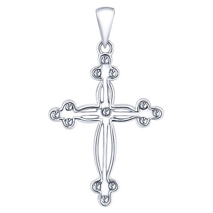 14k White Gold Diamond Cross Cross Pendant