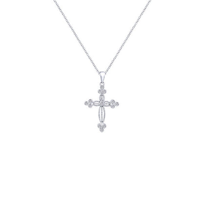 14k White Gold Diamond Cross Cross Pendant