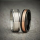 8MM White Tungsten Carbide Ring - Serrated Engraved 14K Rose Insert with Round Edge