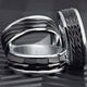 6MM White Tungsten Carbide Ring - Tire Tread Black Titanium Insert with Round Edge