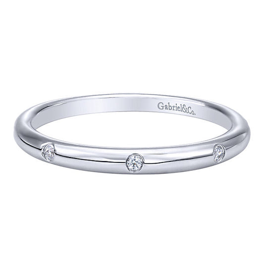 14k White Gold Diamond Straight Wedding Band