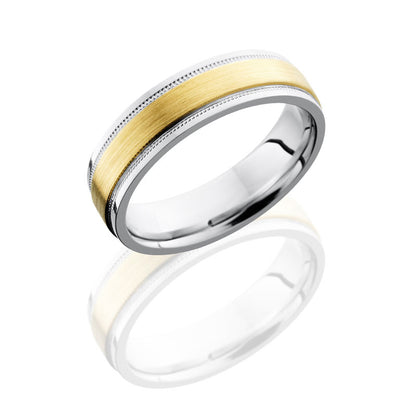 Lashbrook Cobalt Chrome 6mm Flat Band With Grooved Edges And 3mm 14Ky CC6FGEW2UMIL13C/14KY