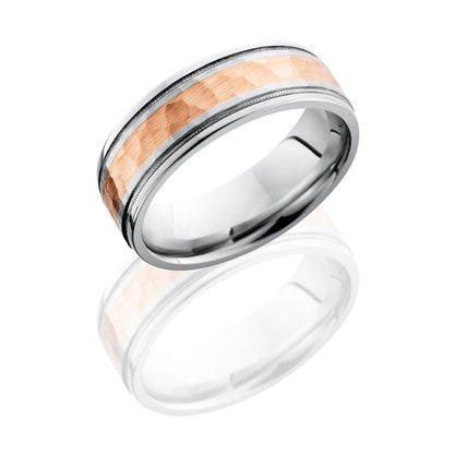Lashbrook Cobalt Chrome 7.5mm Flat Band With Grooved Edges, Milgrain, And 3mm 14Kr CC7.5FGEW2UMIL13/