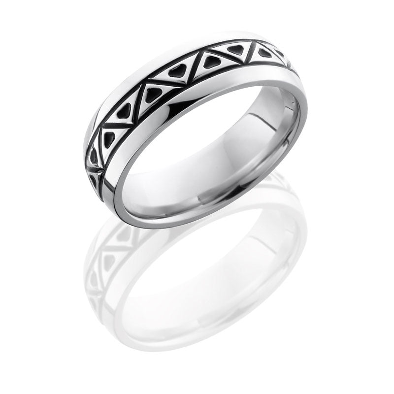Lashbrook Cobalt Chrome 7mm Domed Band With Triangle Pattern CC7DANGA