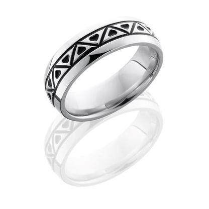 Lashbrook Cobalt Chrome 7mm Domed Band With Triangle Pattern CC7DANGA