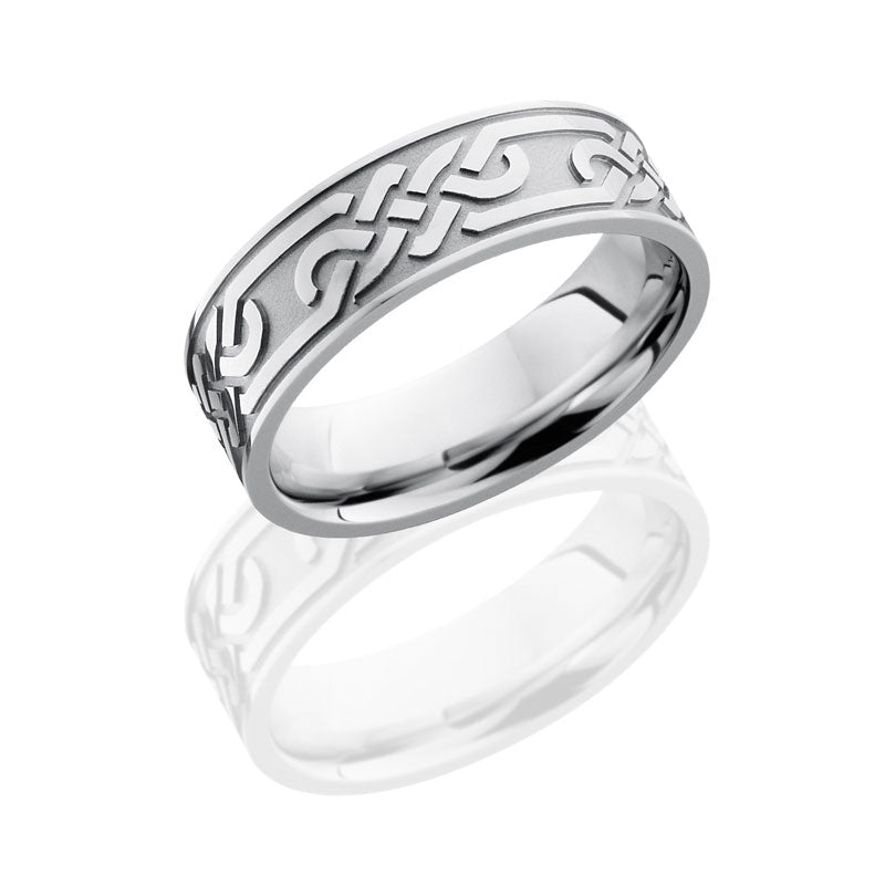 Lashbrook Cobalt Chrome 7mm Flat Band With Celtic Pattern CC7FCELTICLOOPU