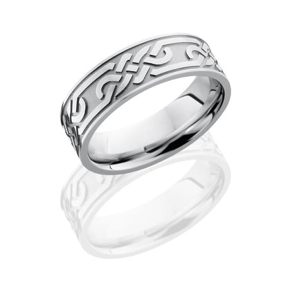 Lashbrook Cobalt Chrome 7mm Flat Band With Celtic Pattern CC7FCELTICLOOPU