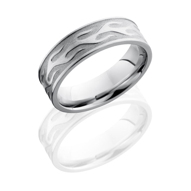 Lashbrook Cobalt Chrome 7mm Flat Band With Flame Pattern CC7FCONTOURFLAME