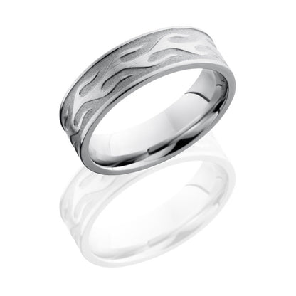 Lashbrook Cobalt Chrome 7mm Flat Band With Flame Pattern CC7FCONTOURFLAME