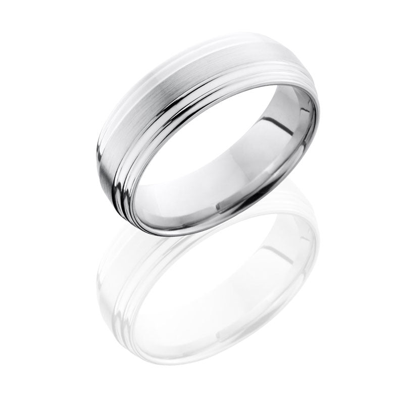 Lashbrook Cobalt Chrome 7mm Flat Band With Double Grooved Edge CC7FGG