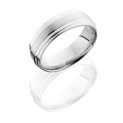 Lashbrook Cobalt Chrome 7mm Flat Band With Double Grooved Edge CC7FGG
