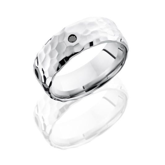 Lashbrook Cobalt Chrome 8mm Beveled Band With Flush Set .05Ct Black Round Diamond CC8BBLKDIA.05F