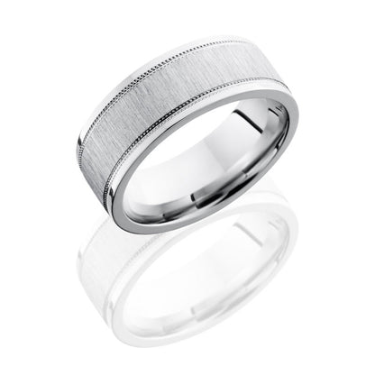 Lashbrook Cobalt Chrome 8mm Flat Band With Milgrain CC8FEC2WUMIL