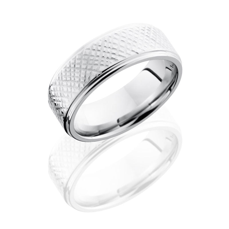 Lashbrook Cobalt Chrome 8mm Flat Band With Grooved Edges CC8FGE