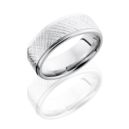 Lashbrook Cobalt Chrome 8mm Flat Band With Grooved Edges CC8FGE