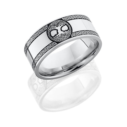 Lashbrook Cobalt Chrome 8mm Flat Band With Laser Carved Celtic Tree Of Life Pattern CC8F/LCVCELTICTR