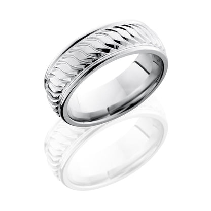 Lashbrook Cobalt Chrome 8mm Flat Band With Rounded Edges And Striped Pattern CC8REFTWIST