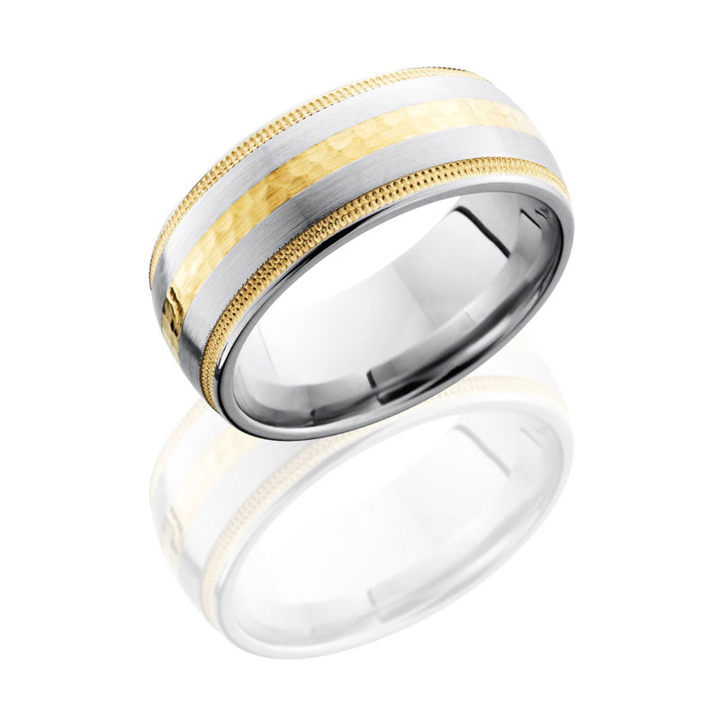 Lashbrook Cobalt Chrome 9mm Domed Band With 14Ky Milgrained Inlays CC9D1221W/14KY14KYUMIL