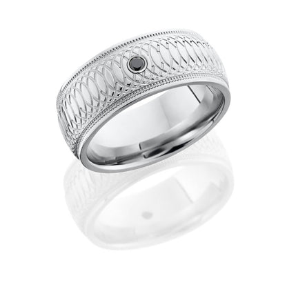 Lashbrook Cobalt Chrome 9mm Domed Band With Grooved Edges With Milgrain On Either Side And The More