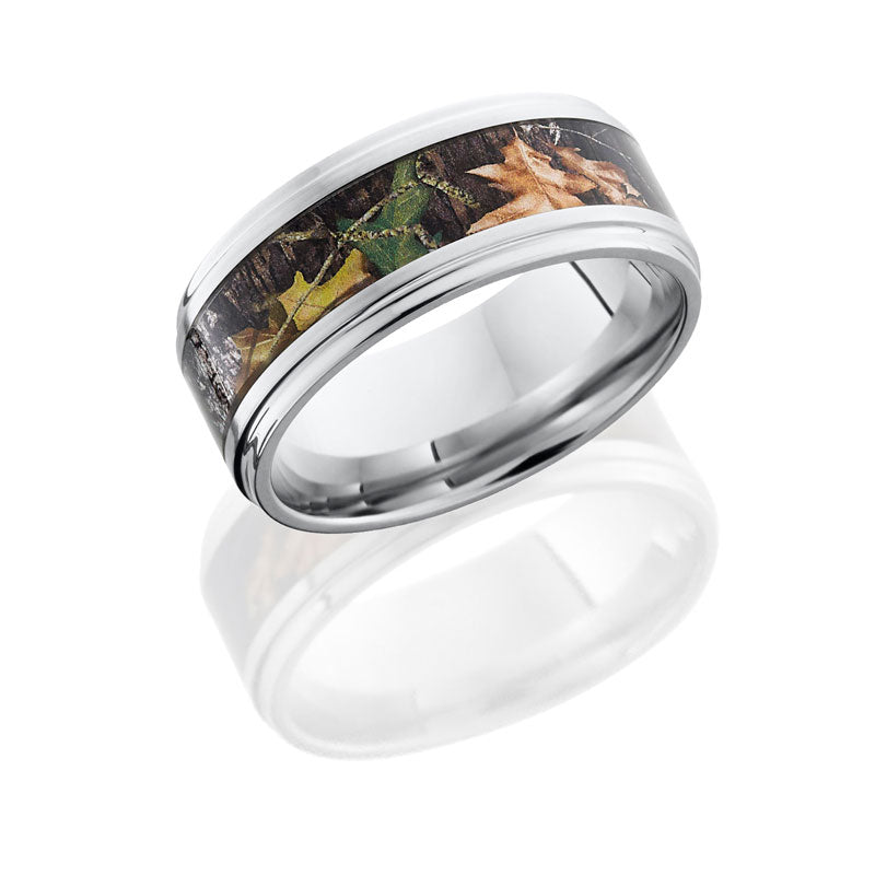 Lashbrook Cobalt Chrome 9mm Flat Band With Grooved Edges With 5mm Of Mossyoak Camo CC9FGE15/MOSSYOAK