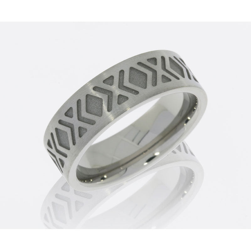 Lashbrook Cobalt Chrome 9mm Flat Band With Cross Pattern CC9FTWOEQUIS