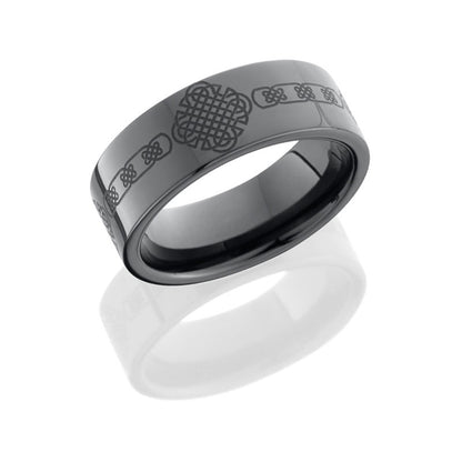 Lashbrook Ceramic 8mm Flat Band With Laser Engraving CR8FLASERCELTIC4