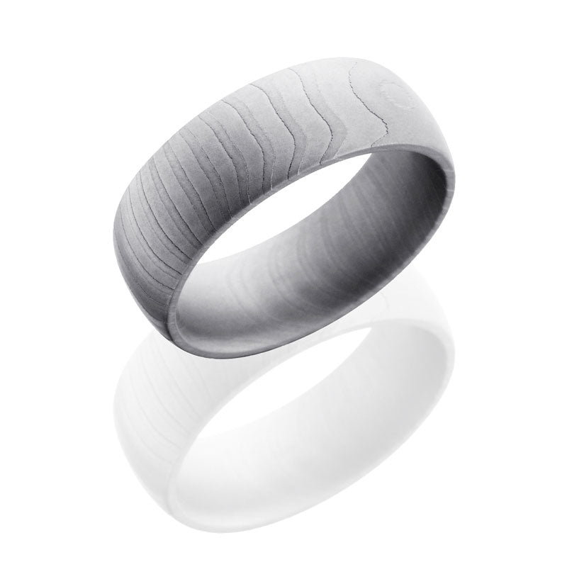 Lashbrook Tiger Patterned Damascus Steel 8mm Domed Band D8DTIGER