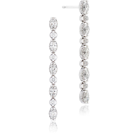 Mixed Diamond Drop Earrings