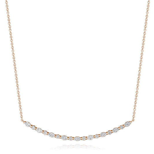 Marquise and Round Diamond Necklace in 18kt Rose Gold