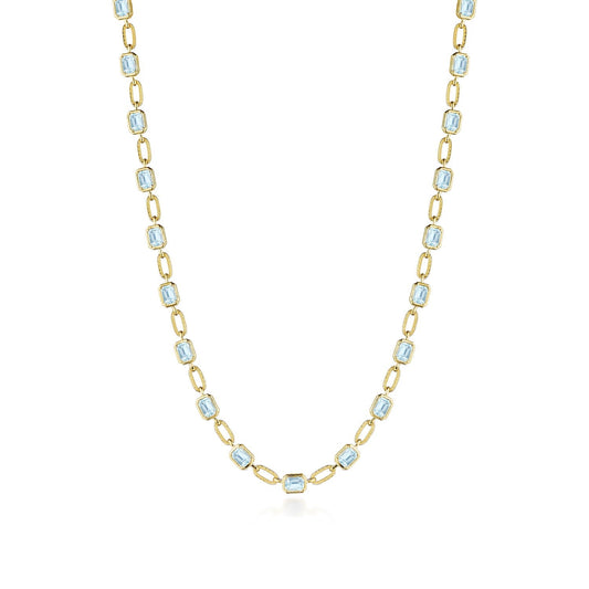 Sky Blue Topaz Link Necklace