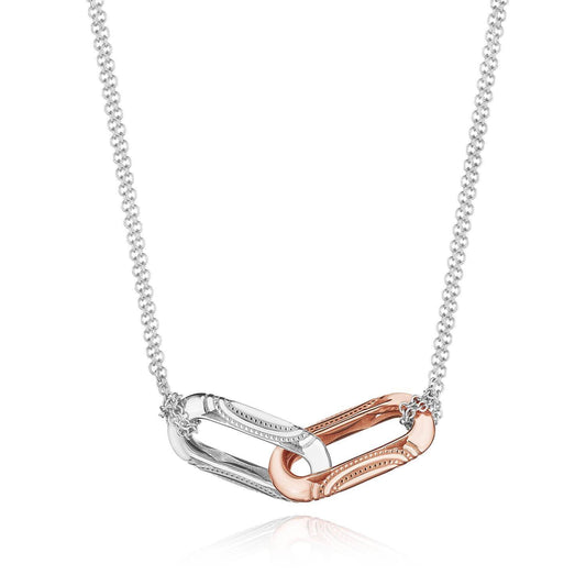 Double Link Pendant, Milgrain Two-Tone