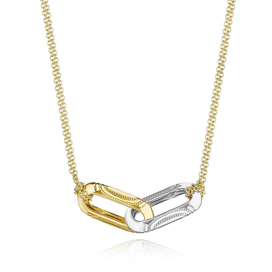 Double Link Pendant, Milgrain Two-Tone