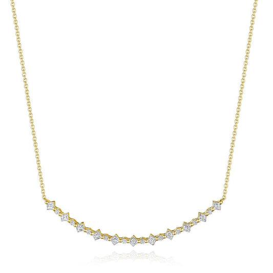 Carr������ and Round Diamond Necklace in 18kt Yellow Gold