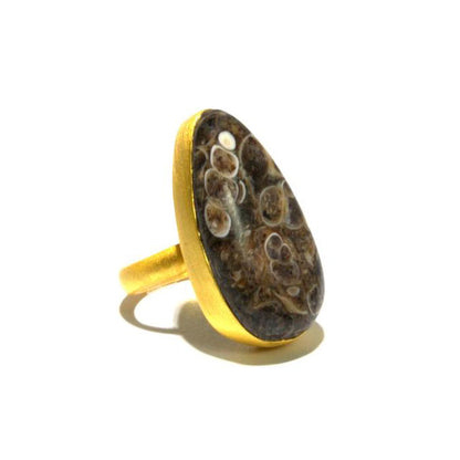 Fossil Agate Ring In Gold