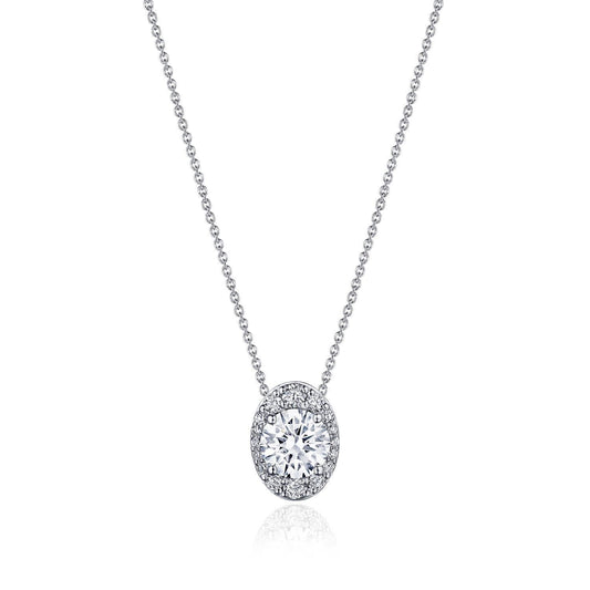 17" Vertical Oval Bloom Diamond Necklace