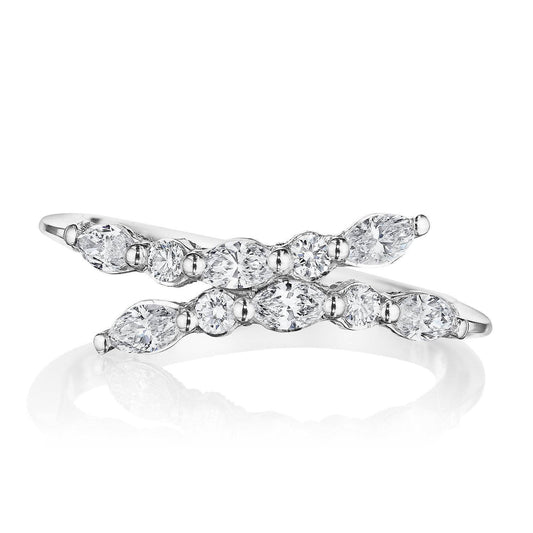 Marquise and Round Diamond Ring in 18kt White Gold