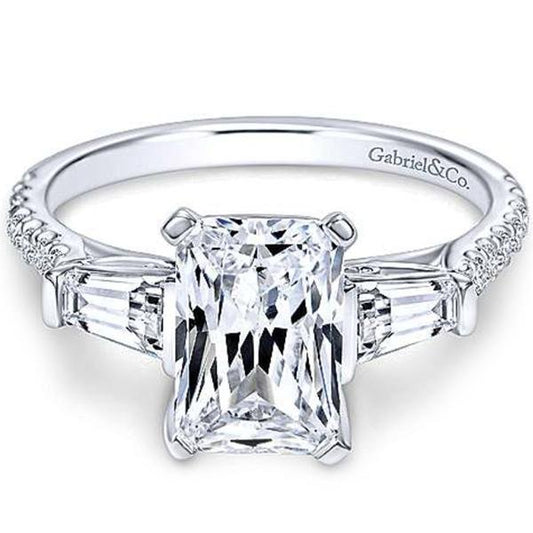Gabriel ���Sheryl��� emerald cut engagement ring with tapered baguette diamonds