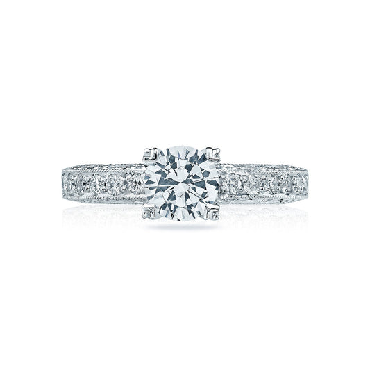 Tacori Platinum Classic Crescent Round Diamond Engagement Ring Setting (0.4 CTW)