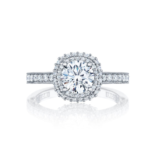 Tacori 18k White Gold Blooming Beauties White Gold Round Diamond Engagement Ring Setting (0.61 CTW)
