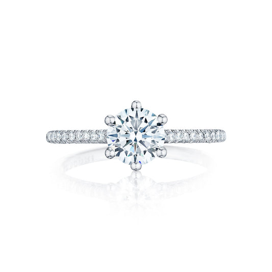Tacori 18k White Gold Petite Crescent Round Diamond Engagement Ring Setting (0.25 CTW)