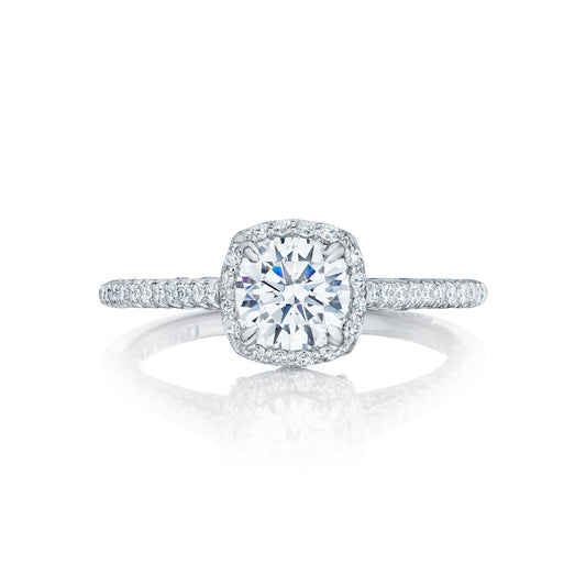 Tacori 18k White Gold Petite Crescent Round Diamond Engagement Ring Setting (0.37 CTW)