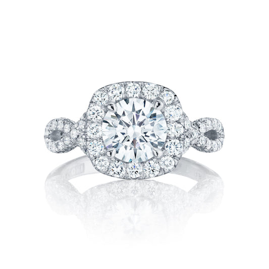 Tacori 18k White Gold Petite Crescent Round Diamond Engagement Ring Setting (0.84 CTW)