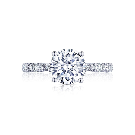 Tacori 18k White Gold Petite Crescent Round Diamond Engagement Ring Setting (0.35 CTW)