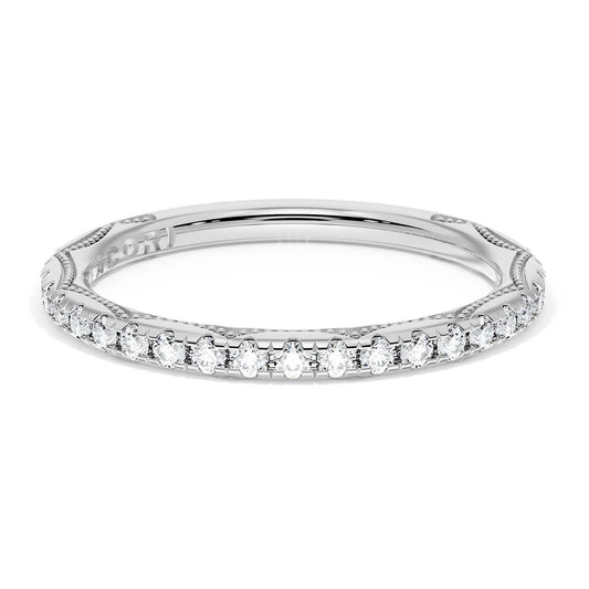 French Pav������ Diamond Wedding Band, 2.0mm