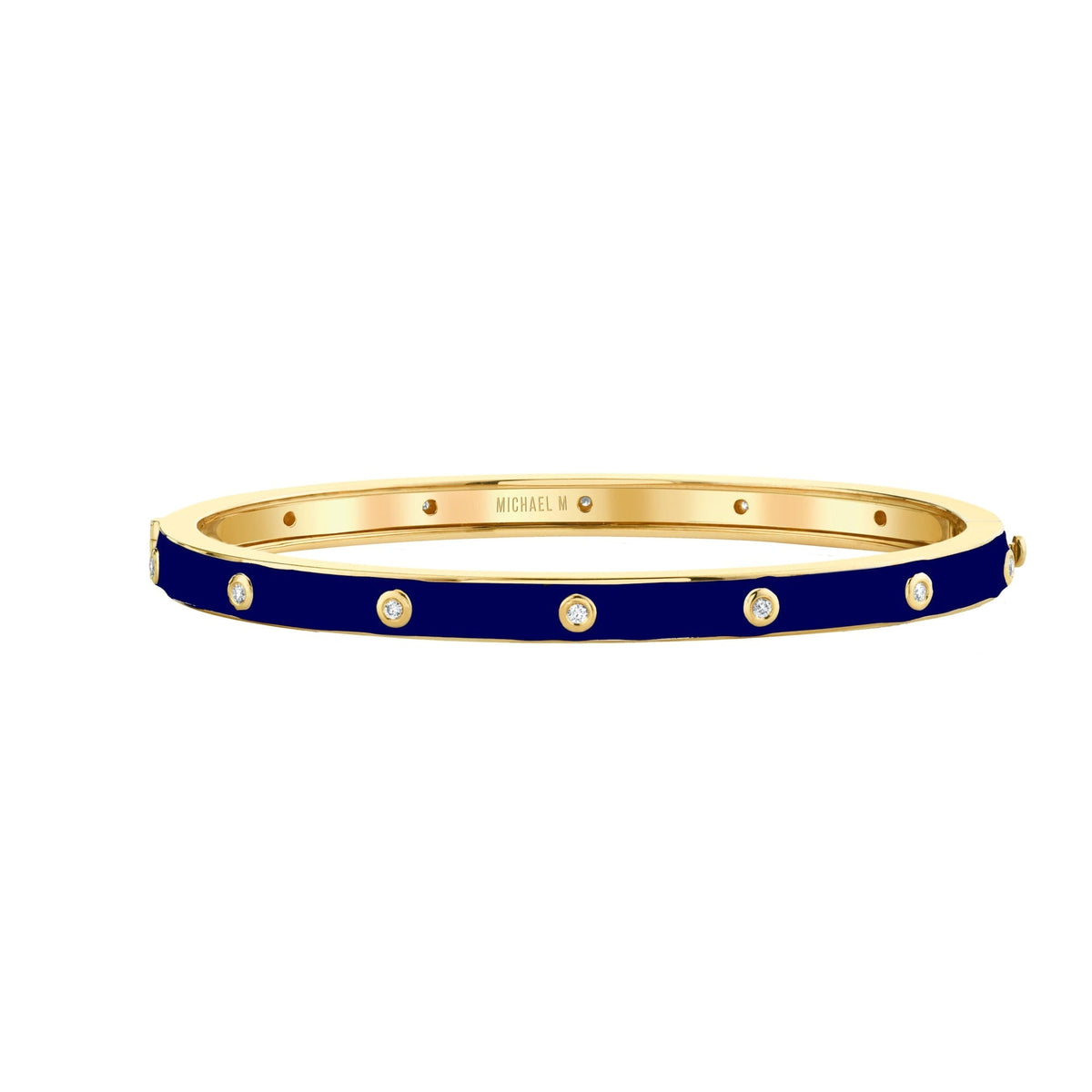 MICHAEL M Bracelet 14k Yellow Gold / Blue / Small Chroma Extruded Bezel Bangle BR485